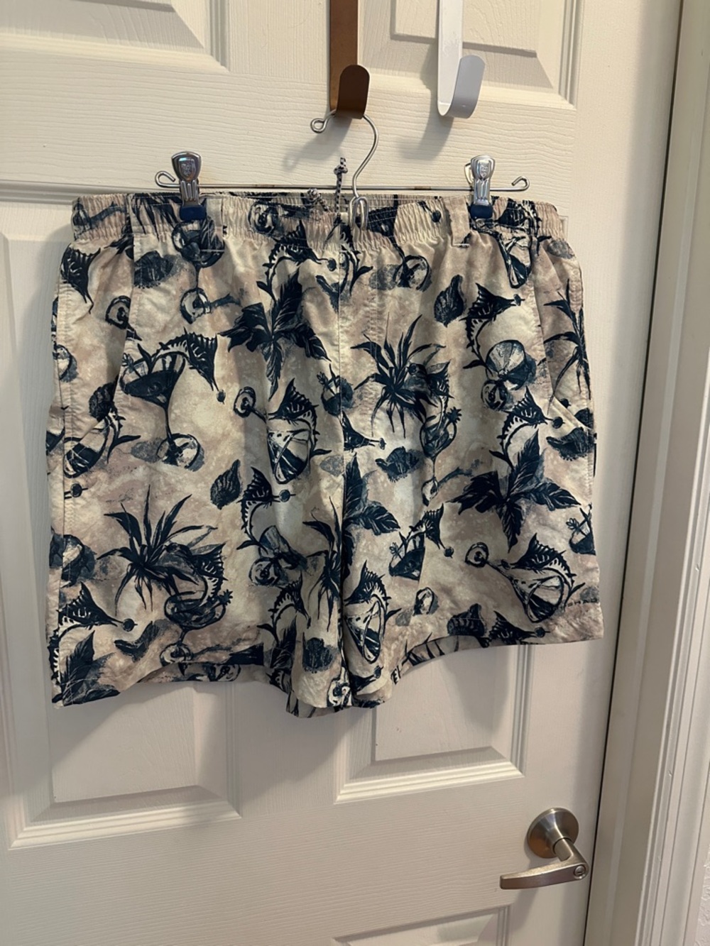 Columbia Beige Shorts with Black Tropical Print